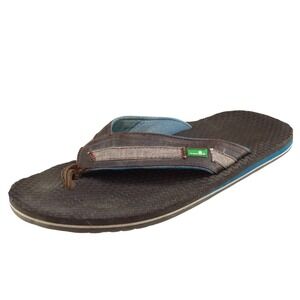 Sanuk Size 9 M Brown‎ Flip Flop Leather Men Shoes